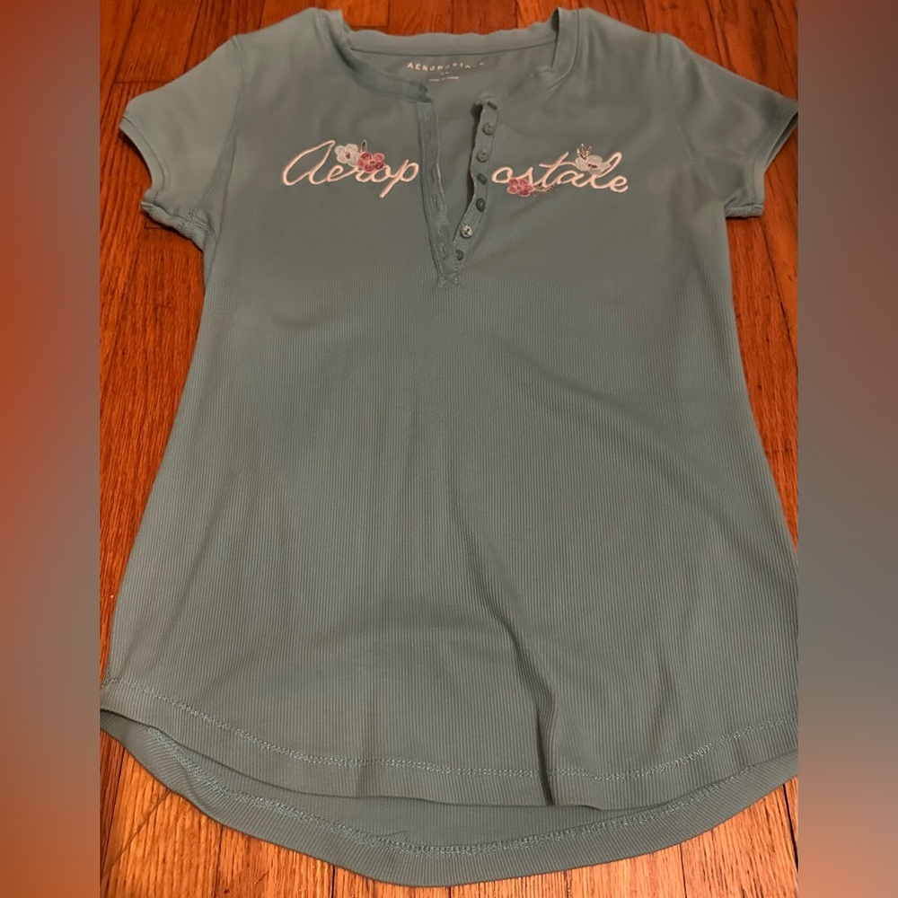 Aeropostale Blue Fitted Polo T-Shirt